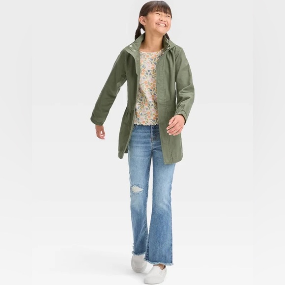 Cat & Jack Girls’ Solid Jacket - Green - Picture 2 of 4